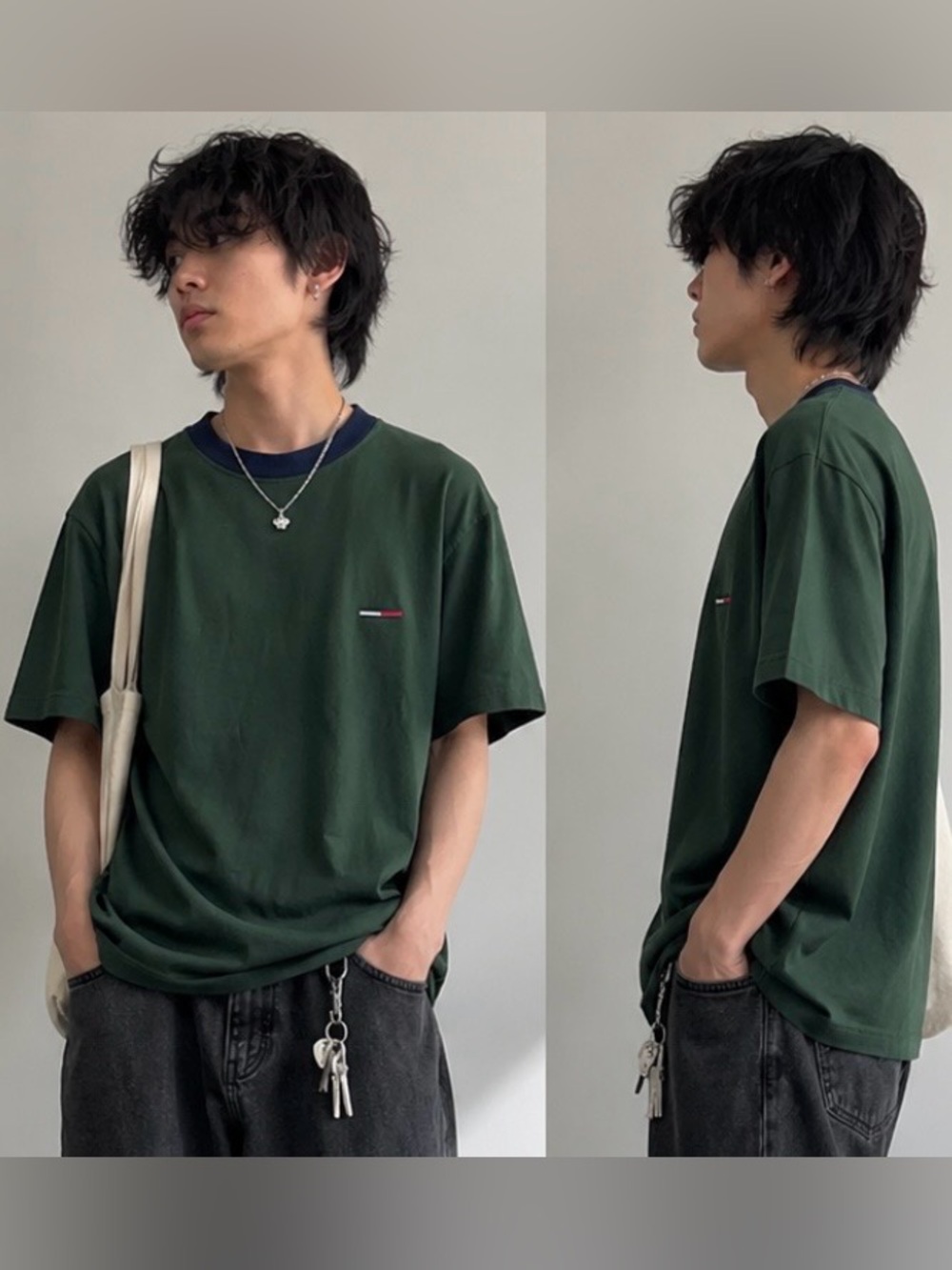90s Tommy Hilfiger Green Logo Cotton Tee Retro Size XL T Shirt Tomboy
